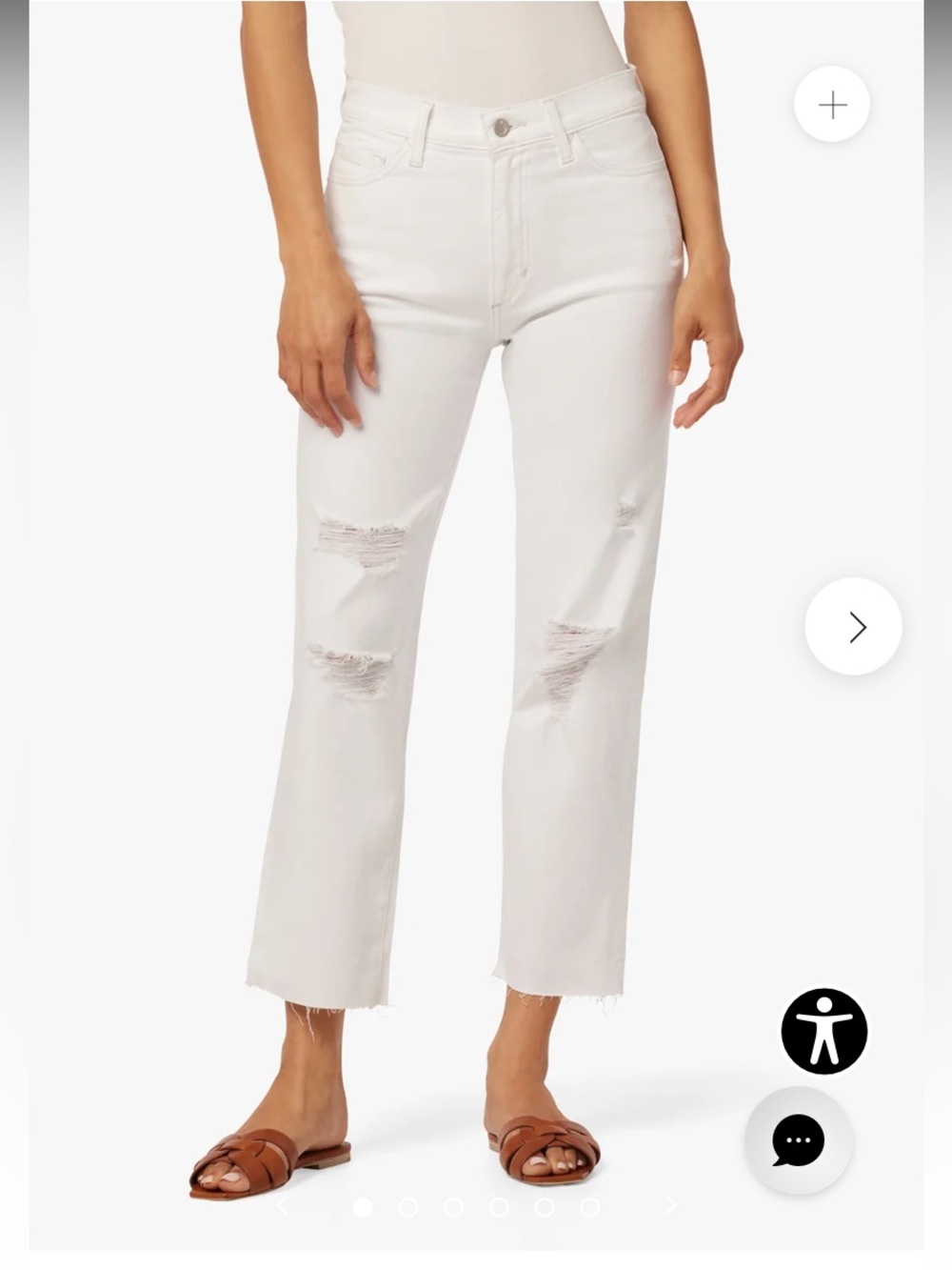 NWT Joe's Jeans White High Rise Straight 26” Crop Distressed Jeans Size 28